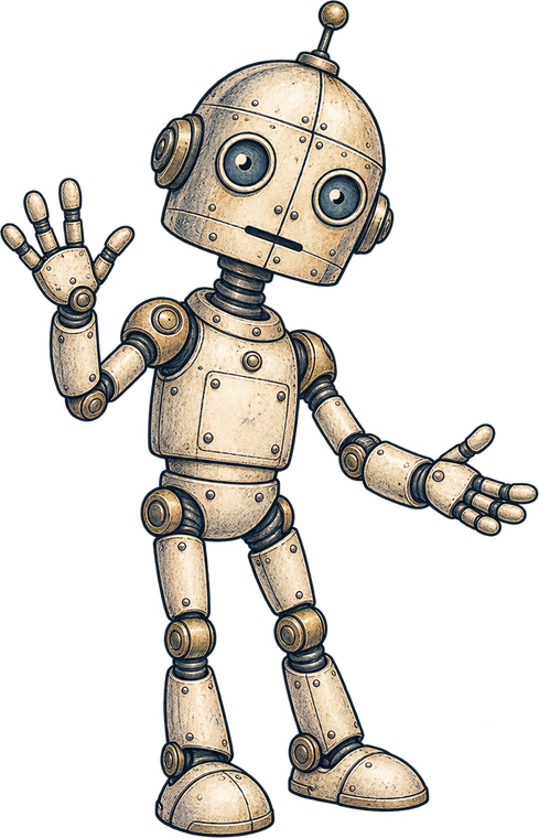 Remache, el robot guía de Cuentopidea, saluda con la mano